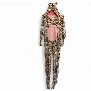 Leopard Print Hooded Pajama Onesie